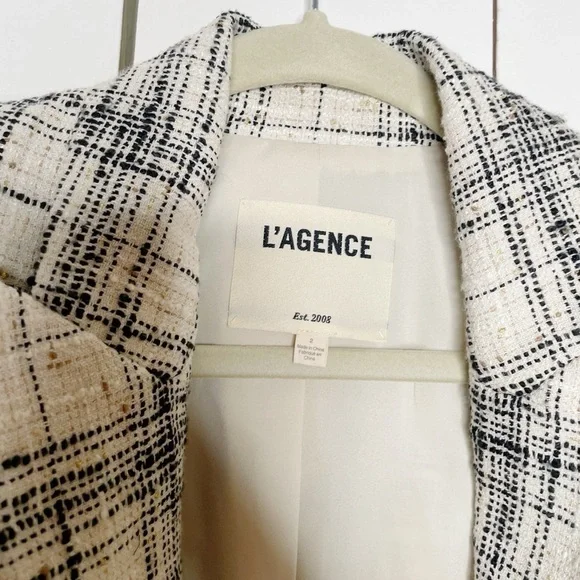 L'Agence Brook Tweed Double Breasted Blazer Jacket - Picture 9 of 9